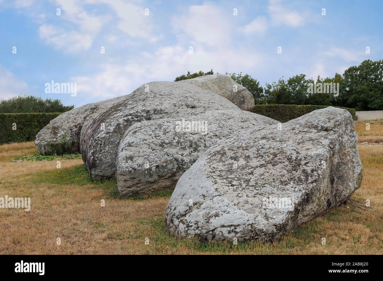 Broken Menhir of Er Grah - the largest menhir erected in the Neolithic era, Locmariaquer, Brittany, France Stock Photo