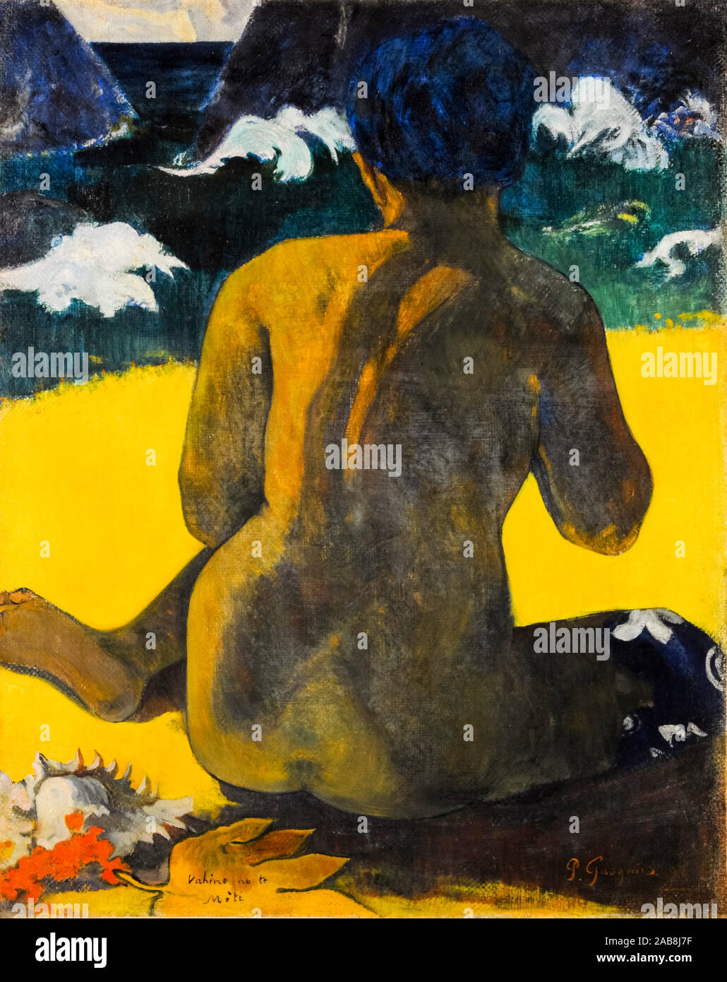 Paul Gauguin, Vahine no te miti, (Woman at the beach), painting, 1892 Stock Photo