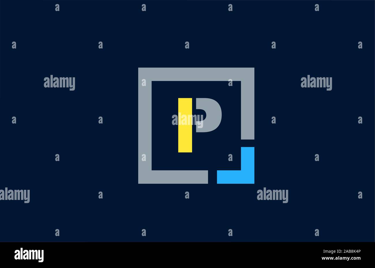blue yellow letter P alphabet logo design icon for business. Suitable ...