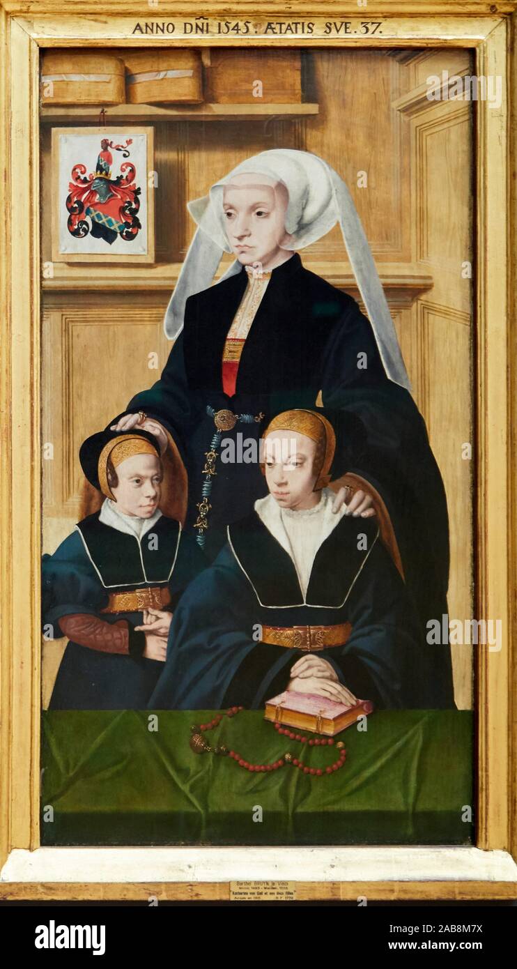 '''Portrait of Katharina von Gail and her Two Daughters'', 1536-1537, Bartholomäus Bruyn, Musée du Louvre, Paris, France, Europe Stock Photo