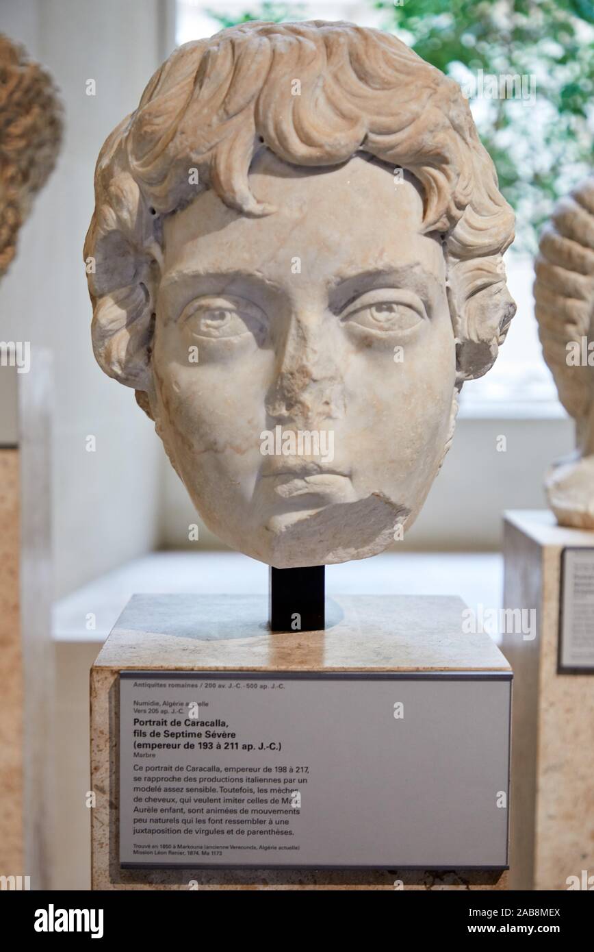 '''Portrait de Caracalla, fils de Septime Sévère (empereur de 193 à 211 ap. J.-C.', Numidie, Algérie actuelle, Vers 205 ap. -J.-C., Musée du Louvre, Stock Photo