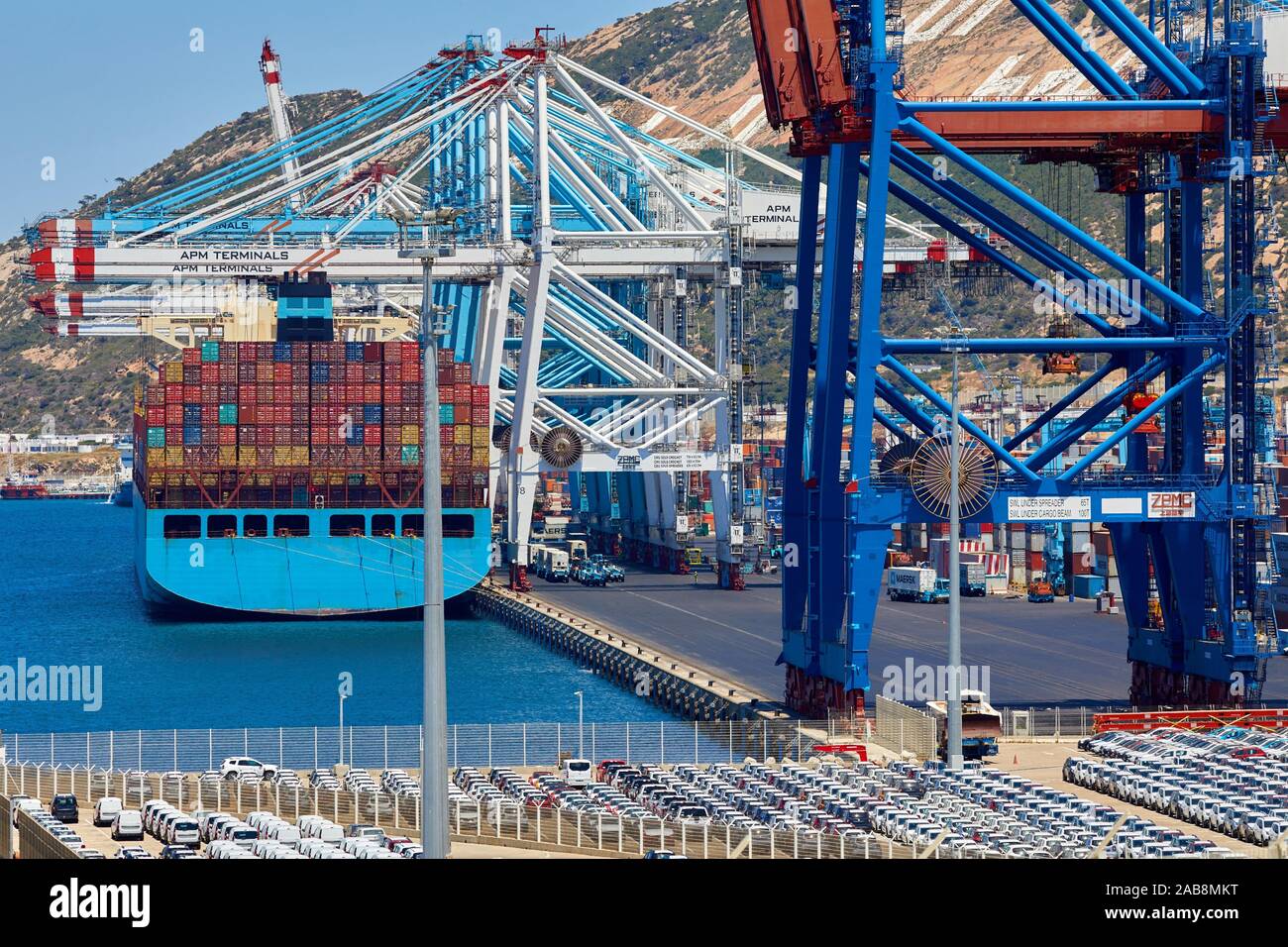 Container ship, Commercial Port of Tangier MED, Strait of Gibraltar
