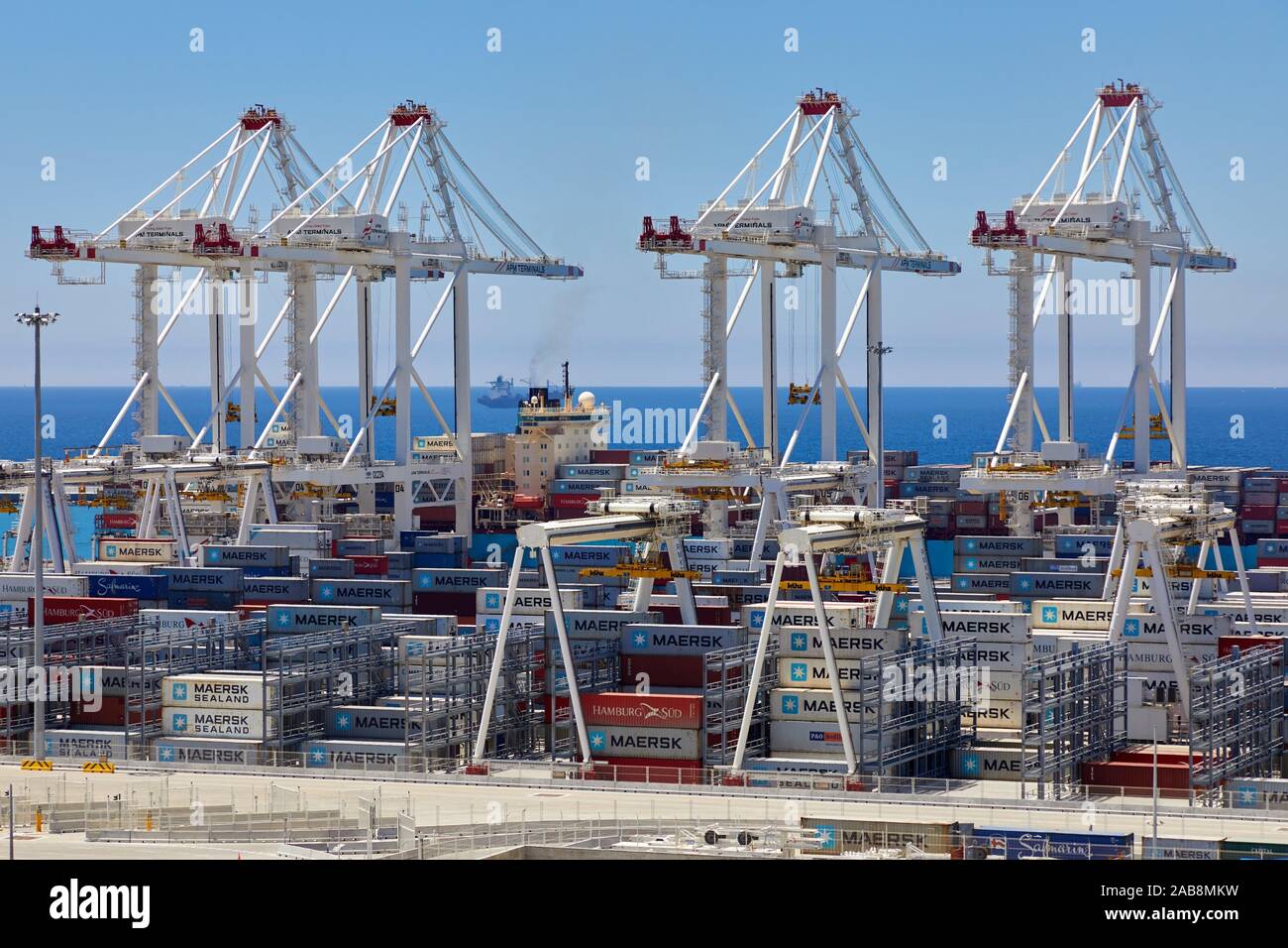 Container ship, Commercial Port of Tangier MED, Strait of Gibraltar