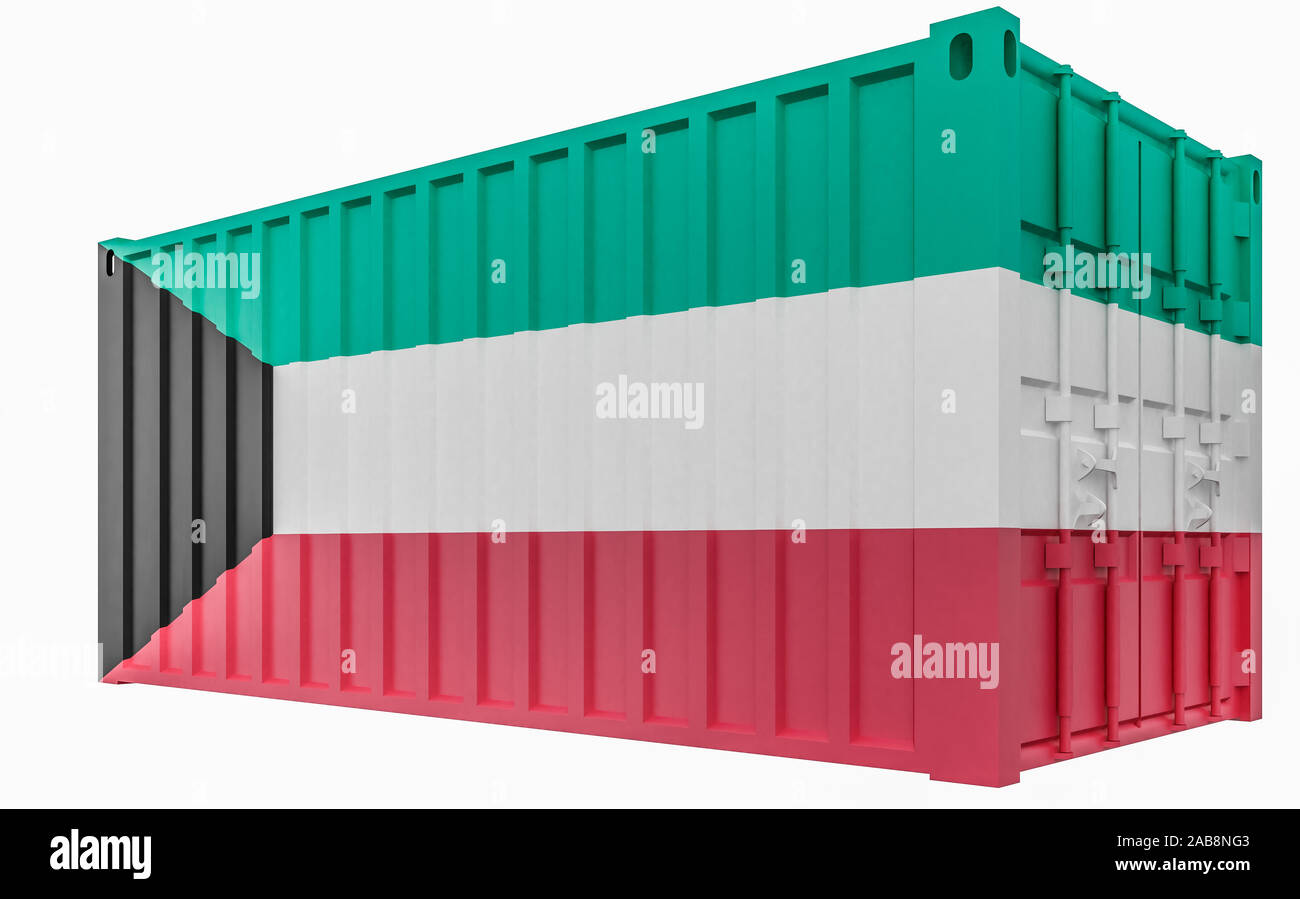3D Render of Cargo Container with Kuwait Flag Stock Photo Alamy