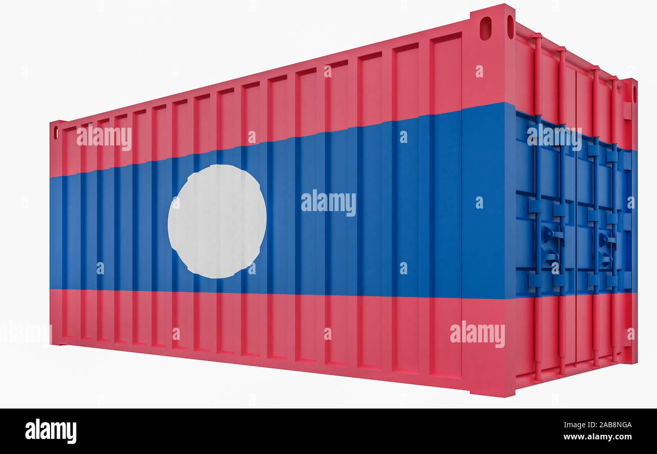 3D Render of Cargo Container with Laos Flag Stock Photo - Alamy