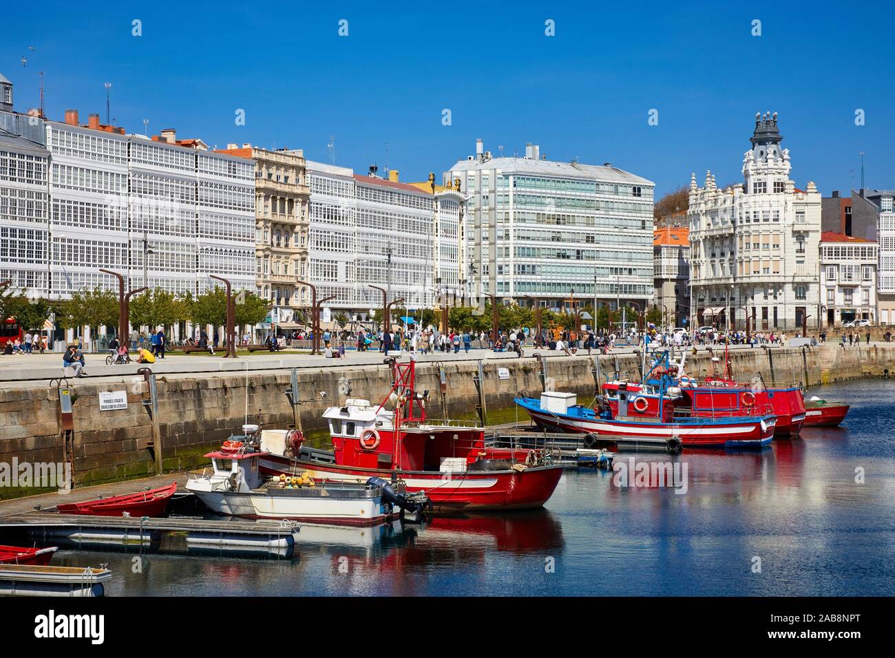 Avenida De La Marina And Harbour A Coruña Galicia Spain Stock Photo Alamy