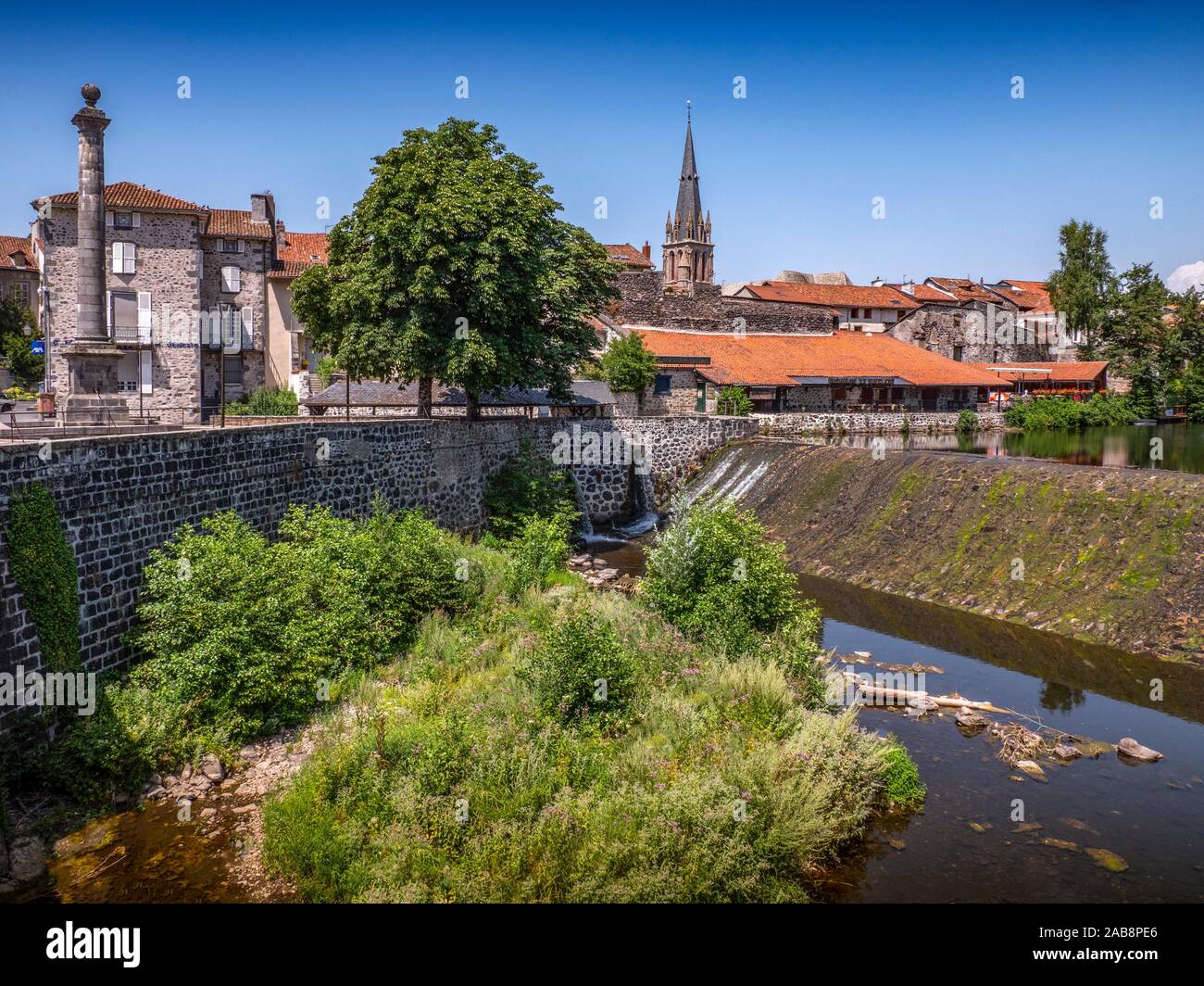 France, Auvergne, Cantal, the Jordane river passing by Aurillac. Stock Photo