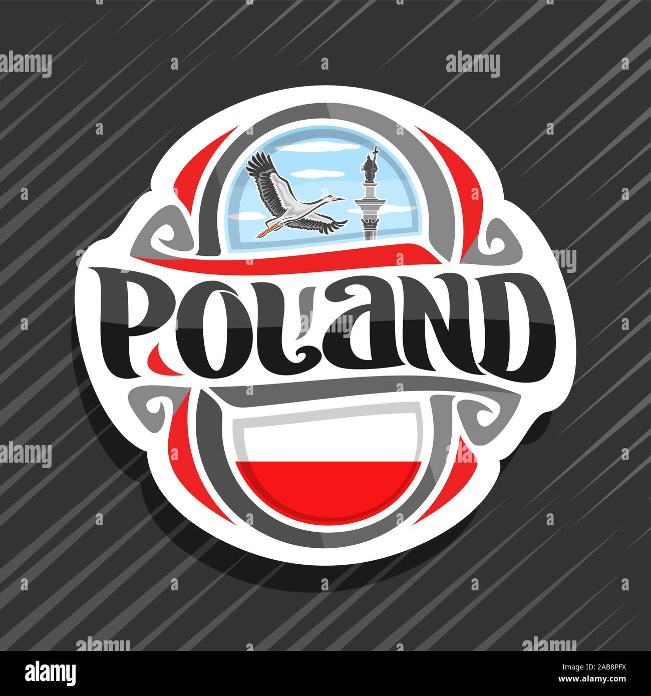 Vector logo for Poland country, fridge magnet with polish flag, original  brush typeface for word poland and polish symbols - Sigismund's column in  War Stock Vector Image & Art - Alamy