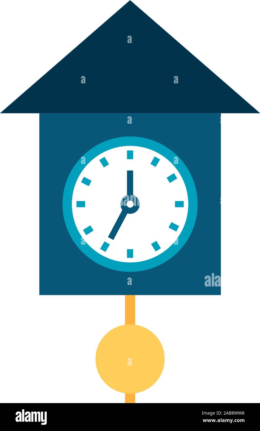 clock with pendulum flat style icon vector illustration design Stock Vector