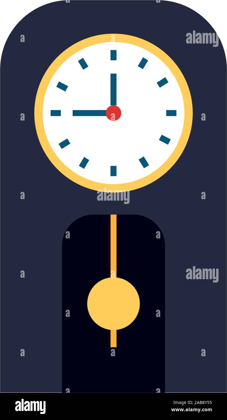 clock with pendulum flat style icon vector illustration design Stock Vector