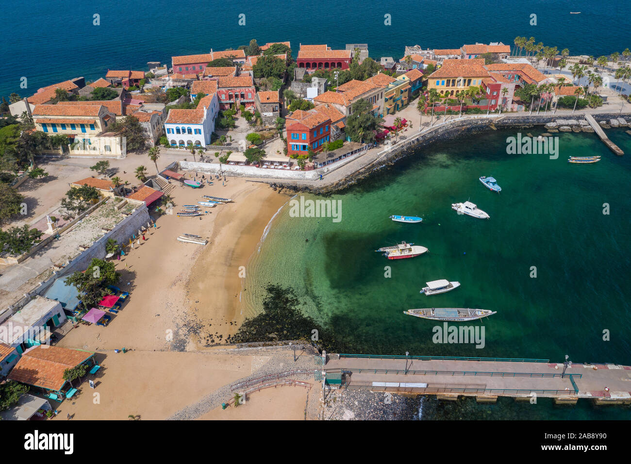 Aerial view of Goree Island. Gorée. Dakar, Senegal. Africa. Photo made