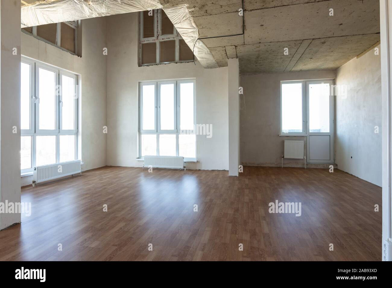 The general plan of a large two-story room in the apartment. Stock Photo