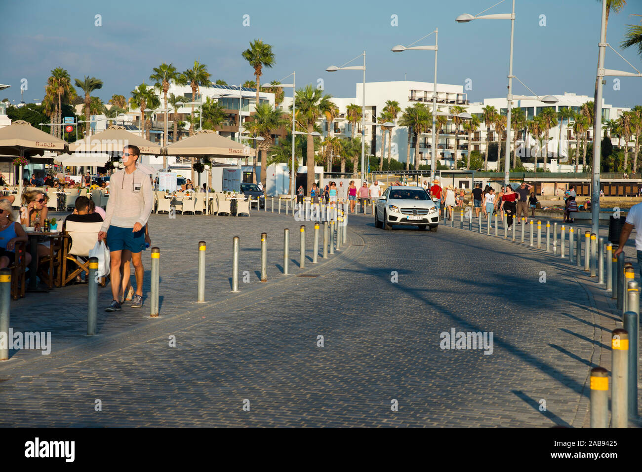 Poseidonos Avenue,along the seafront at Paphos, Cyprus Stock Photo