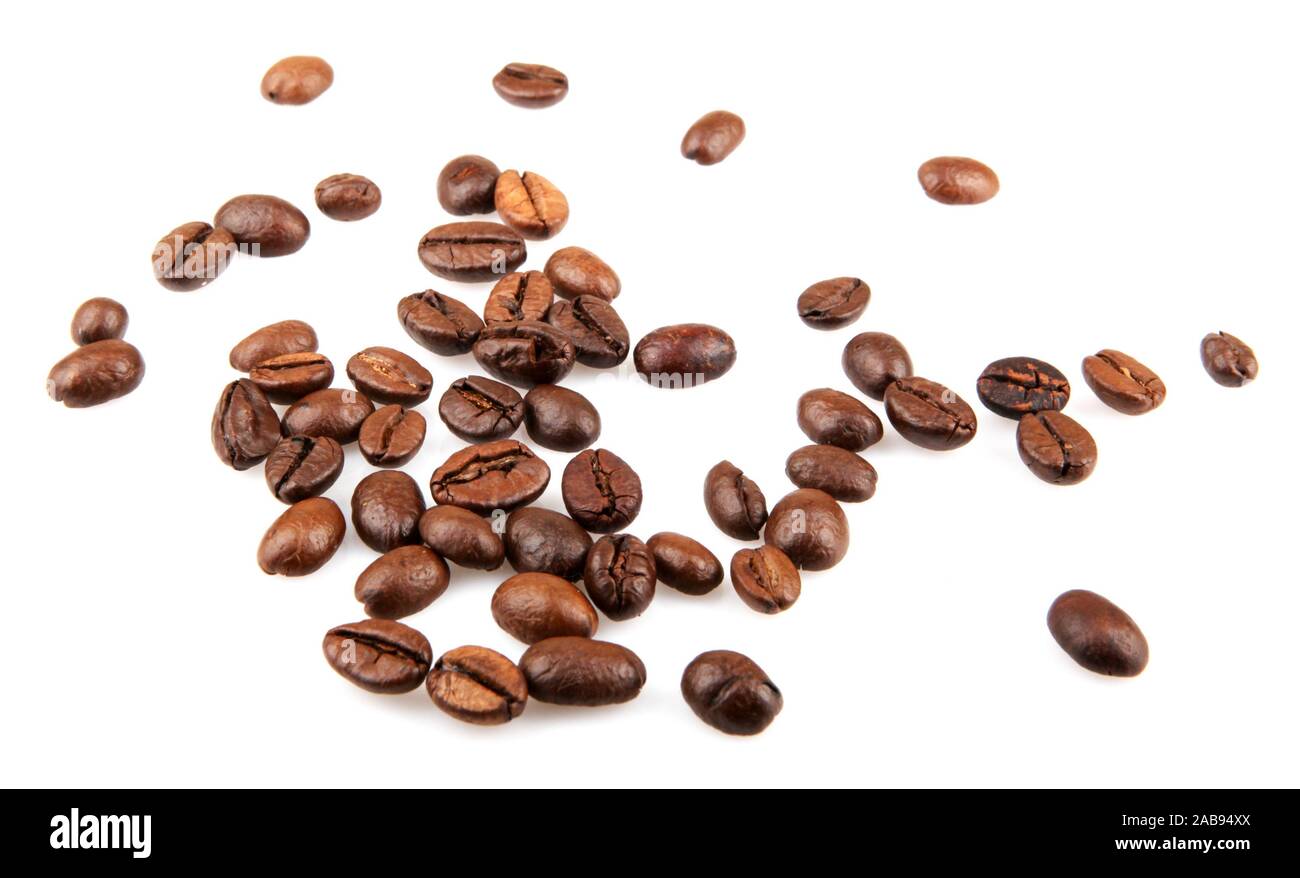 Fresh Roasted Coffee Beans Isolated On White Background Stock Photo Alamy
