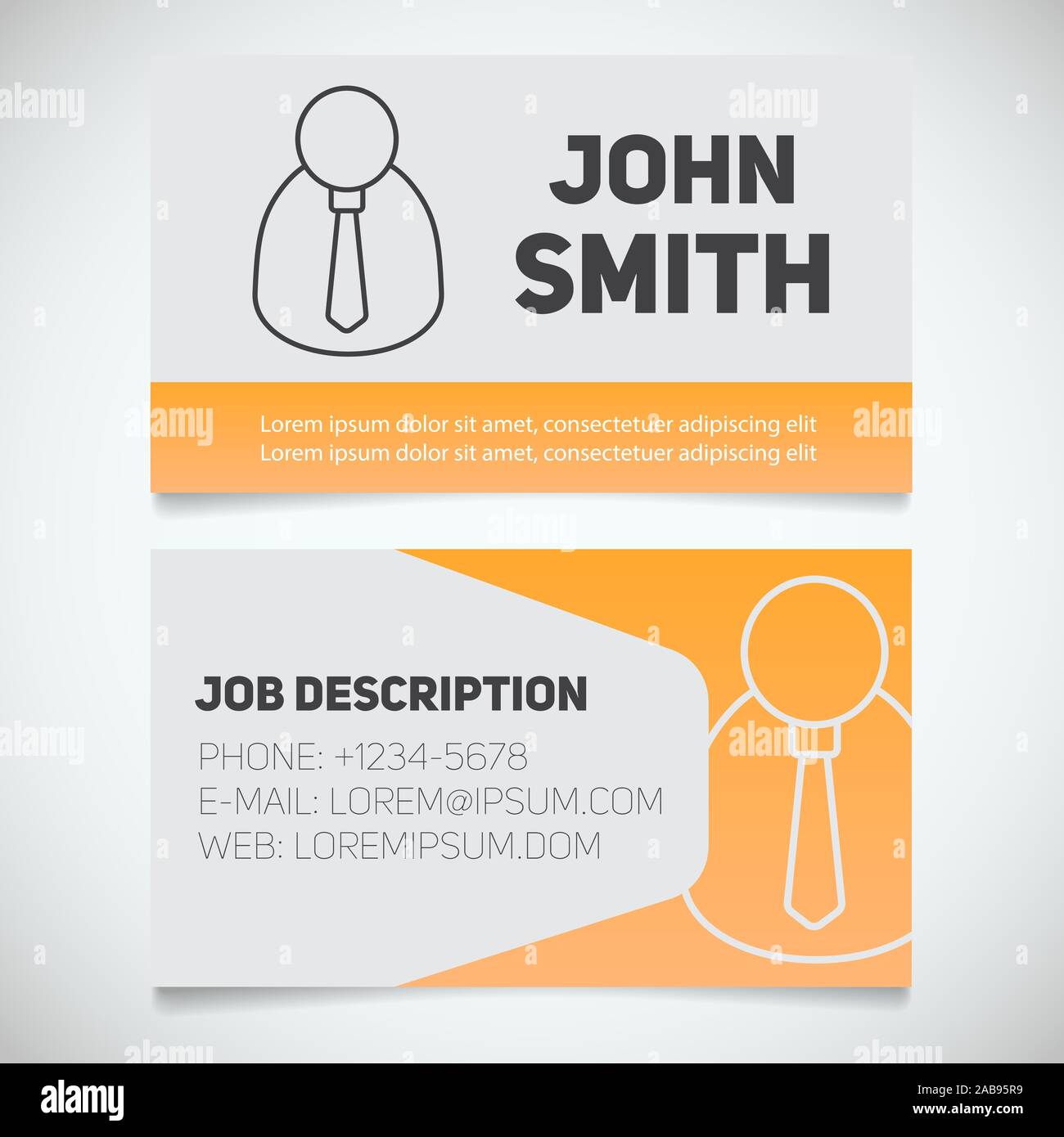 business card print template with businessman in shirt and tie logo easy edit manager office worker stationery design concept vector illustration stock vector image art alamy
