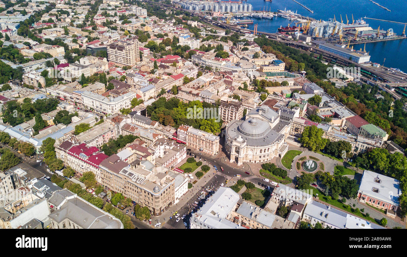 Aerial view of Odessa city historical city centre in Ukraine Stock