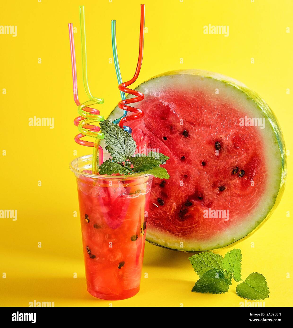 Download Plastic Cup Watermelon Juice On High Resolution Stock Photography And Images Alamy Yellowimages Mockups