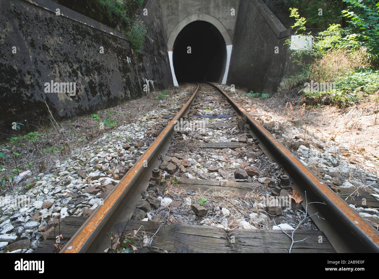 Train tunnel. Exterior railway road. Bulgaria Stock Photo Alamy