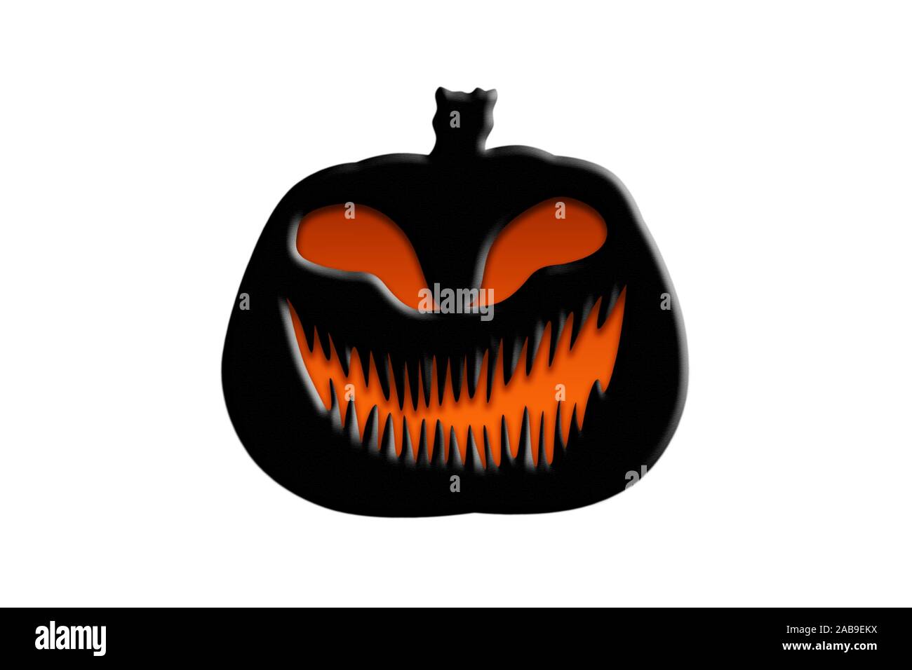 Halloween Pumpkin, Jack Lantern Emoticon Isolated on White Background. Stock Photo