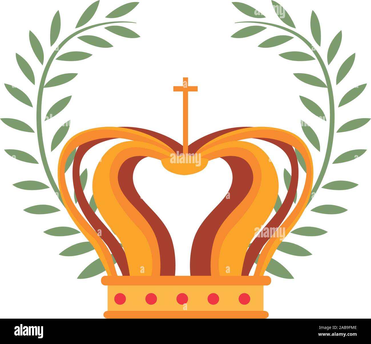 medieval king crown with wreath flat style icon vector illustration ...