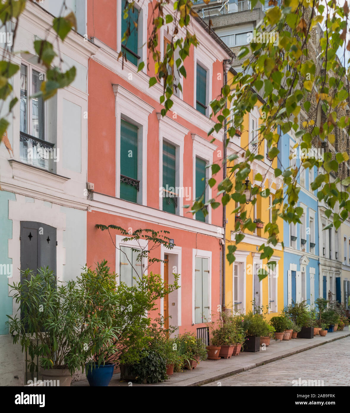 Colourful Rue Cremieux in Paris, France Stock Photo