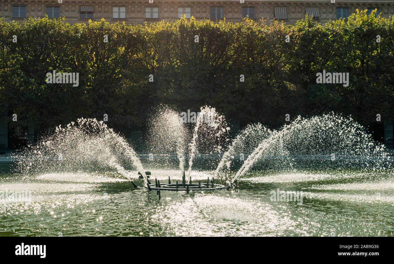 Fountain in the Jardin du Palais Royal Stock Photo