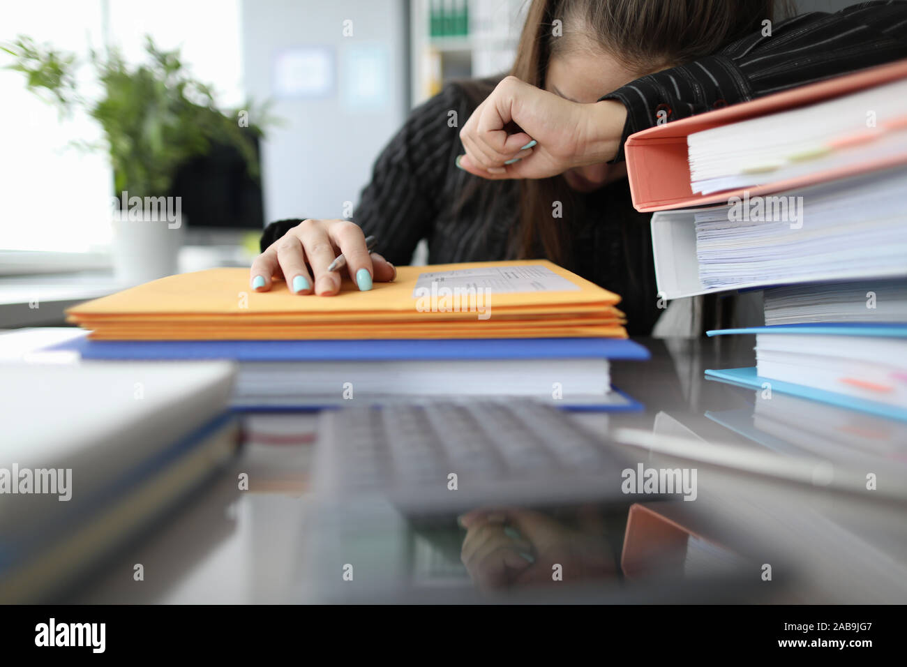 Young employee with headache Stock Photo