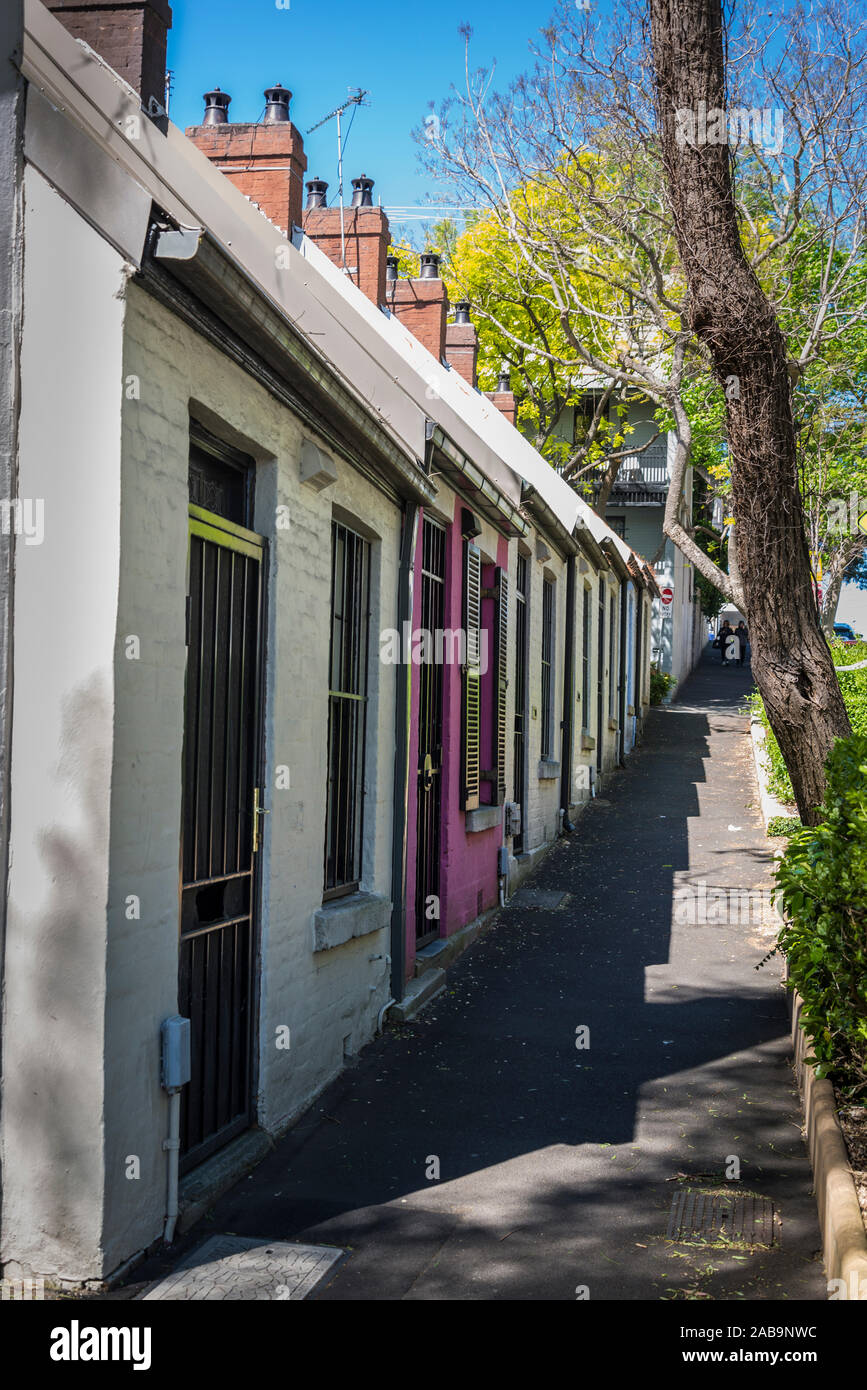 Row of terrace houses in Burton Street in the inner city suburb of  Darlinghurst, Sydney, Australia Stock Photo - Alamy