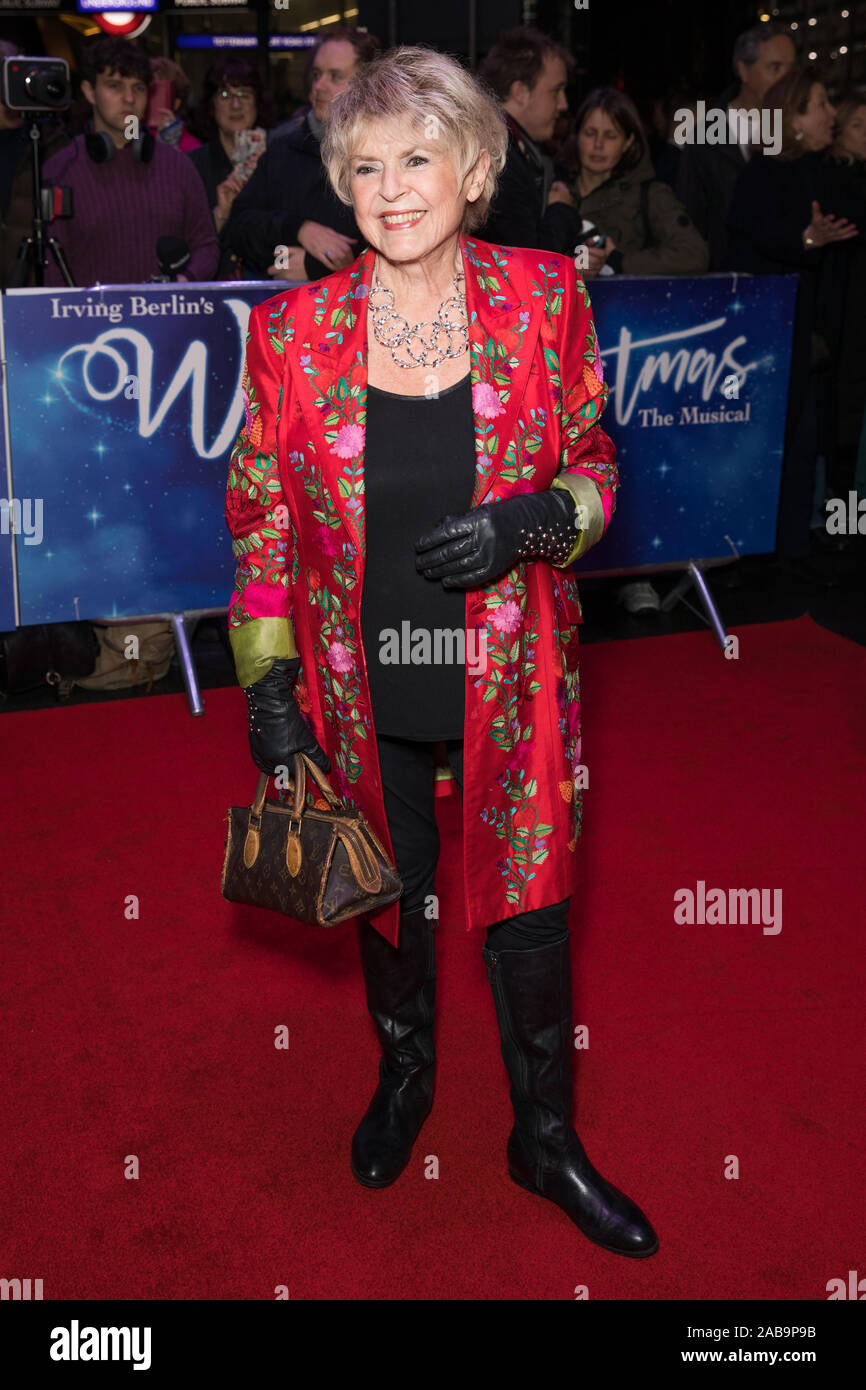 LONDON, UNITED KINGDOM, NOVEMBER 25, 2019:Gloria Hunniford attends the White Christmas Musical press night at the Dominion Theatre. Stock Photo