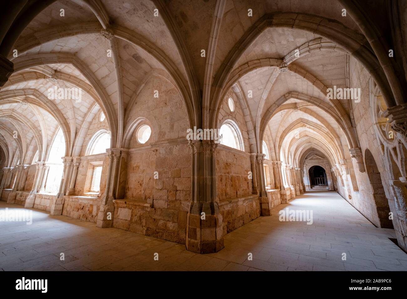 monasterio de Santa María la Real de Huerta, construido entre los siglos XII y XVI, Santa María de Huerta, Soria, comunidad autónoma de Castilla y Stock Photo