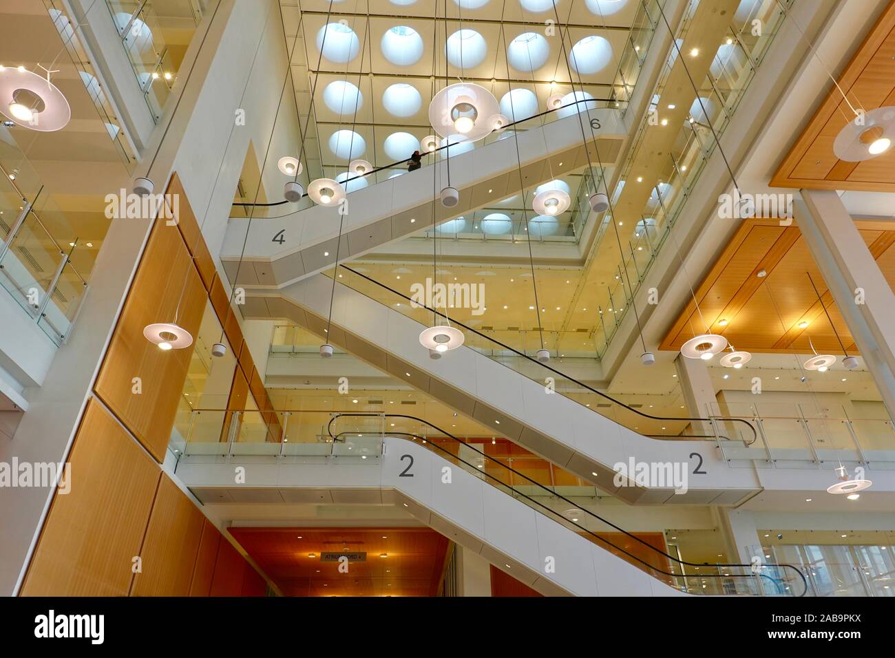 Interior of the new Tribunal, courthouse designed by Renzo Piano. Almost all courts have been consolidated into one judicial campus of Paris, France. Stock Photo