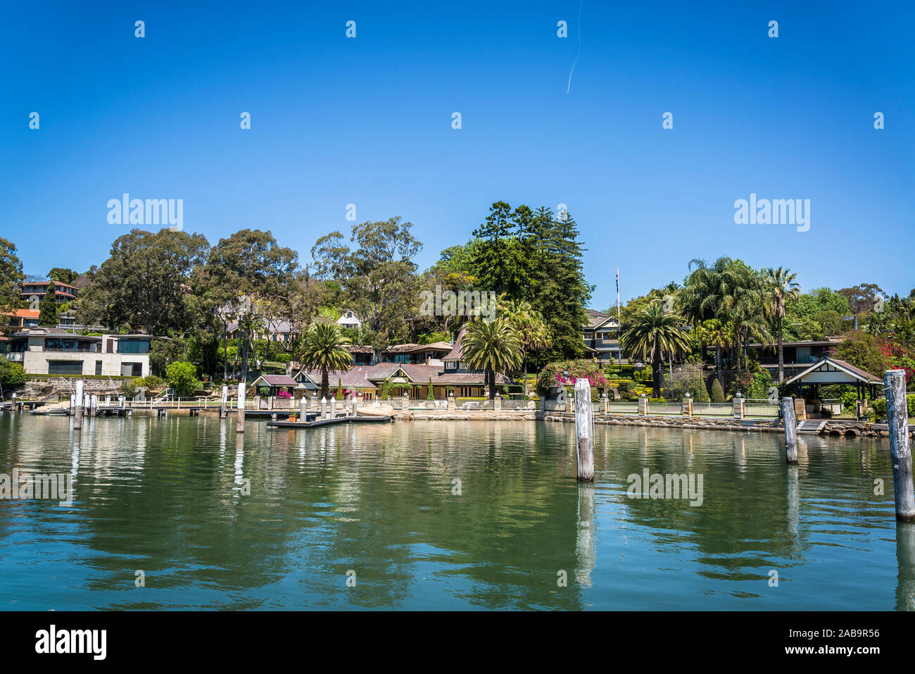 Houses around Alexandra Street Wharf in Hunters Hill, a suburb on the