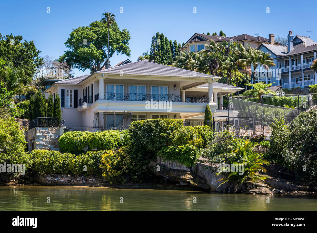 Houses around Alexandra Street Wharf in Hunters Hill, a suburb on the