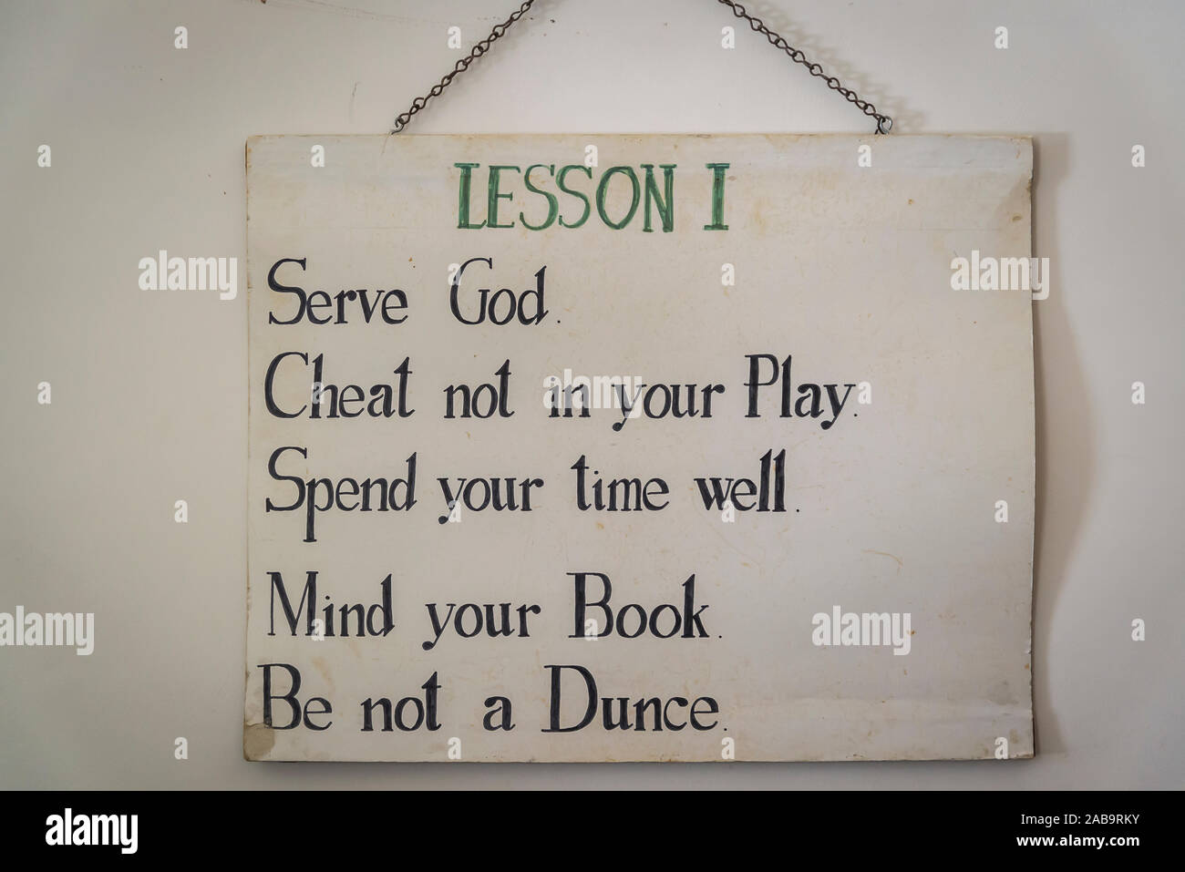 Wise religious sayings, Old Government House, a Convict-built 19th-century governors' residence, now housing a collection of colonial furniture, in th Stock Photo