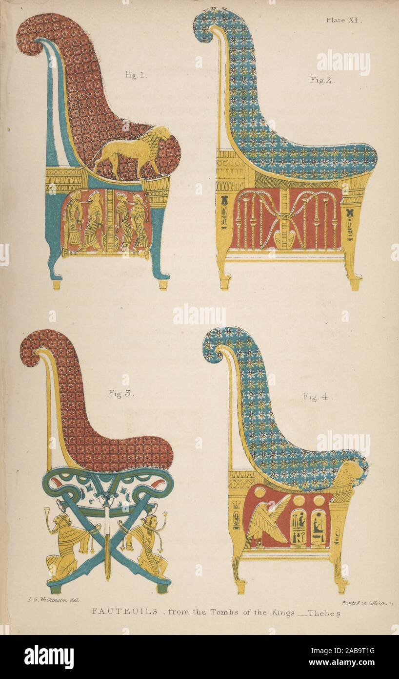 Fauteuils From The Tomb Of The Kings Thebes Wilkinson John Gardner Sir 1797 1875 Author Manners And Customs Of The Ancient Egyptians Stock Photo Alamy