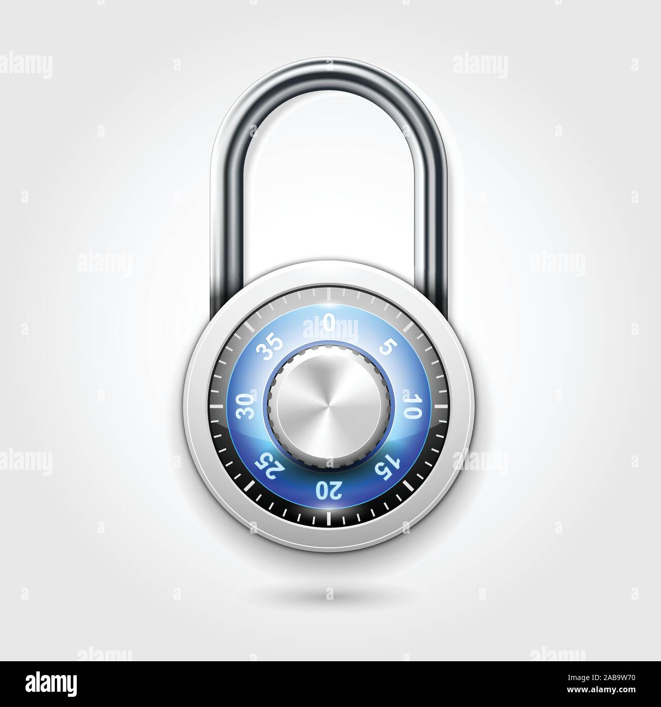 School lockers combination padlock - round lock icon with code Stock Vector