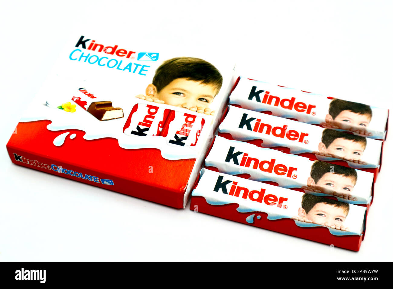 Kinder Chocolate bars. Kinder is a brand of food products made in Italy