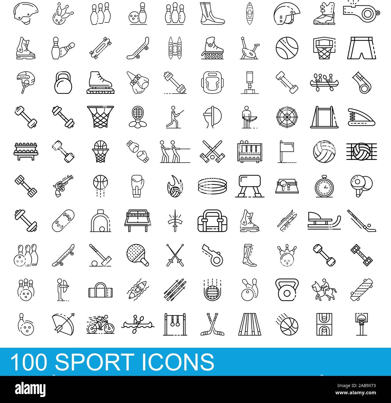 100 sport icons set, outline style Stock Vector Image & Art - Alamy
