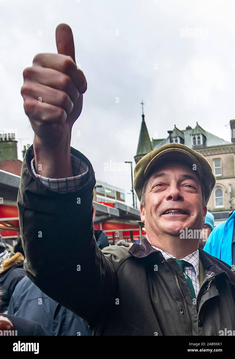 Brexit party leader nigel farage meets locals in barnsley market hi-res ...