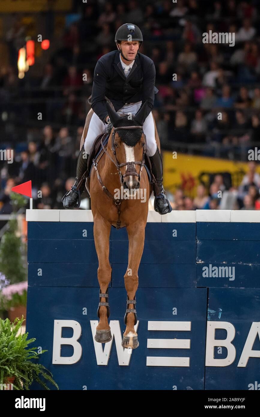 Stuttgart Germany November 17 Kevin Staut Fra Riding Viking D La Rousserie At The Stuttgart German Master 2019 Longines Fei Jumping World Cup 2019 2020 Int Jumping Competition With Jump Off Grand