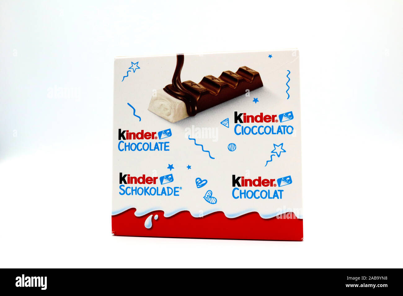 Kinder Country chocolate bar isolated on white background. Kinder Country  bars are produced by Ferrero Stock Photo - Alamy