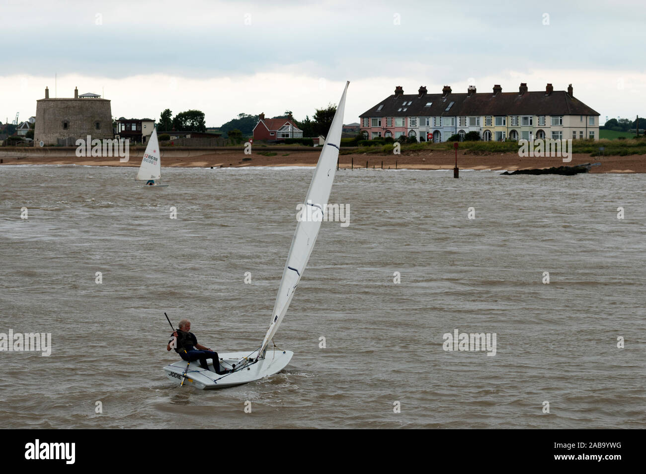 Sailing on the river Deben Felixstowe Ferry Suffolk UK Stock Photo