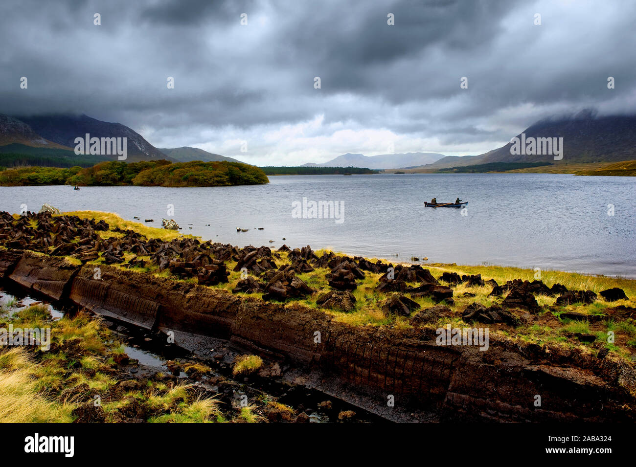 Fishing Boat on Lough Inagh, Connemara, Galway, Ireland Stock Photo Alamy