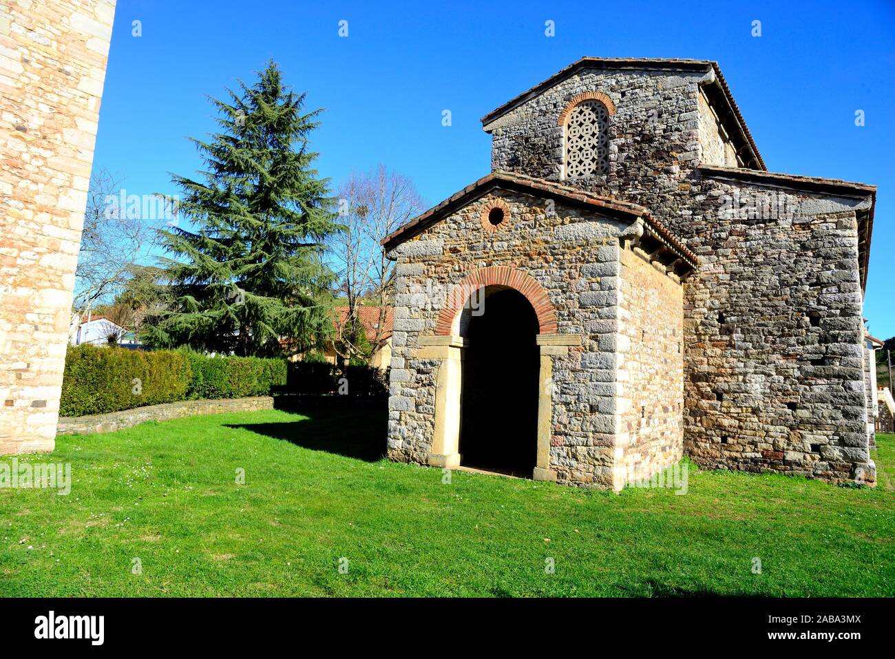 Pre-Romanesque church of San Pedro de Nora, San Pedro de Nora, Asturias,  Spain Stock Photo - Alamy