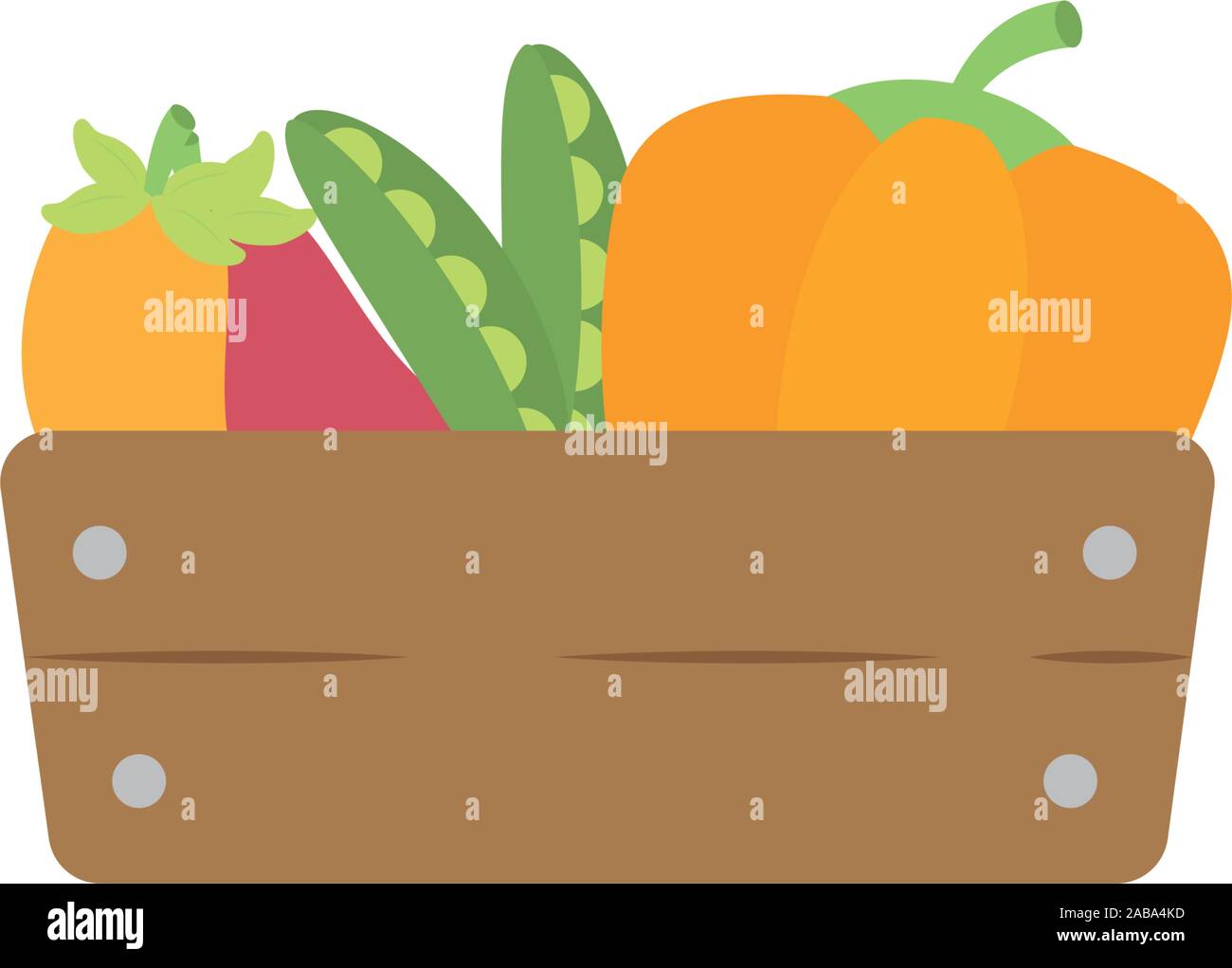vegetables in wooden box flat style icon vector illustration design ...