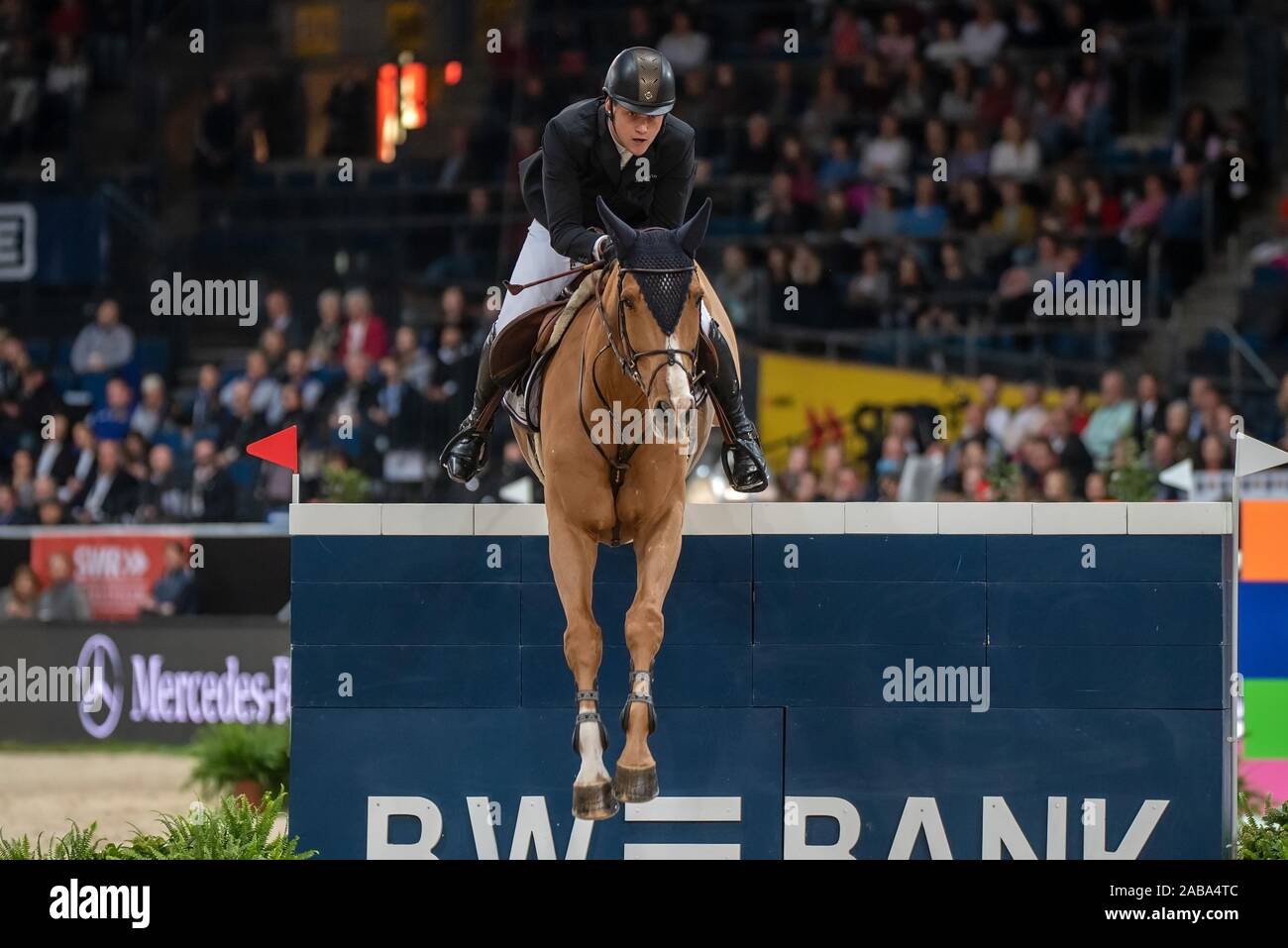 Stuttgart Germany November 17 Johan Sebastian Gulliksen Nor Riding Chaloubet At The Stuttgart German Master 2019 Longines Fei Jumping World Cup 2019 2020 Int Jumping Competition With Jump Off Grand Prix Of