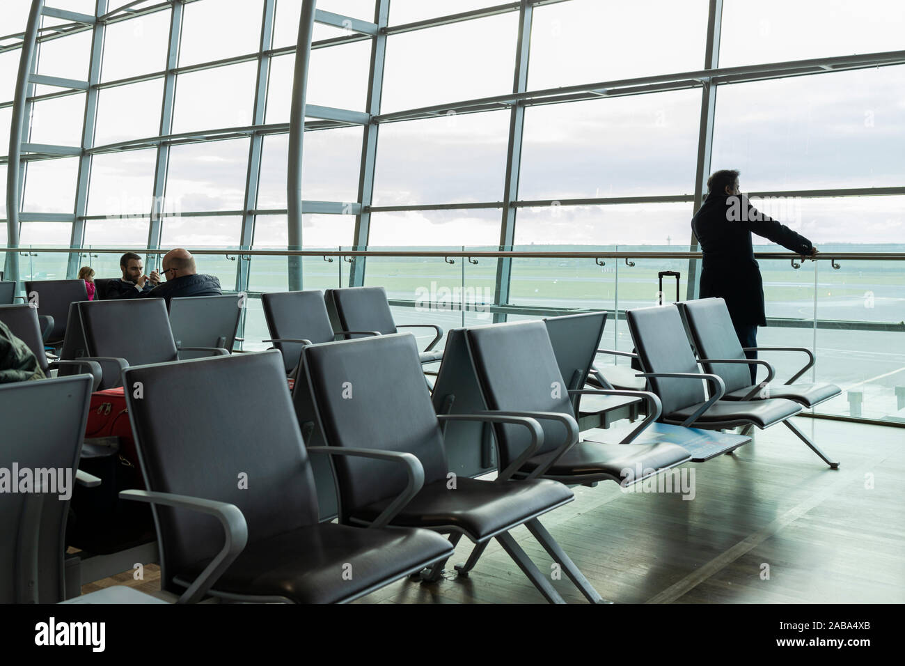 Waiting in the departures hall at Cork Airport, Ireland Stock Photo