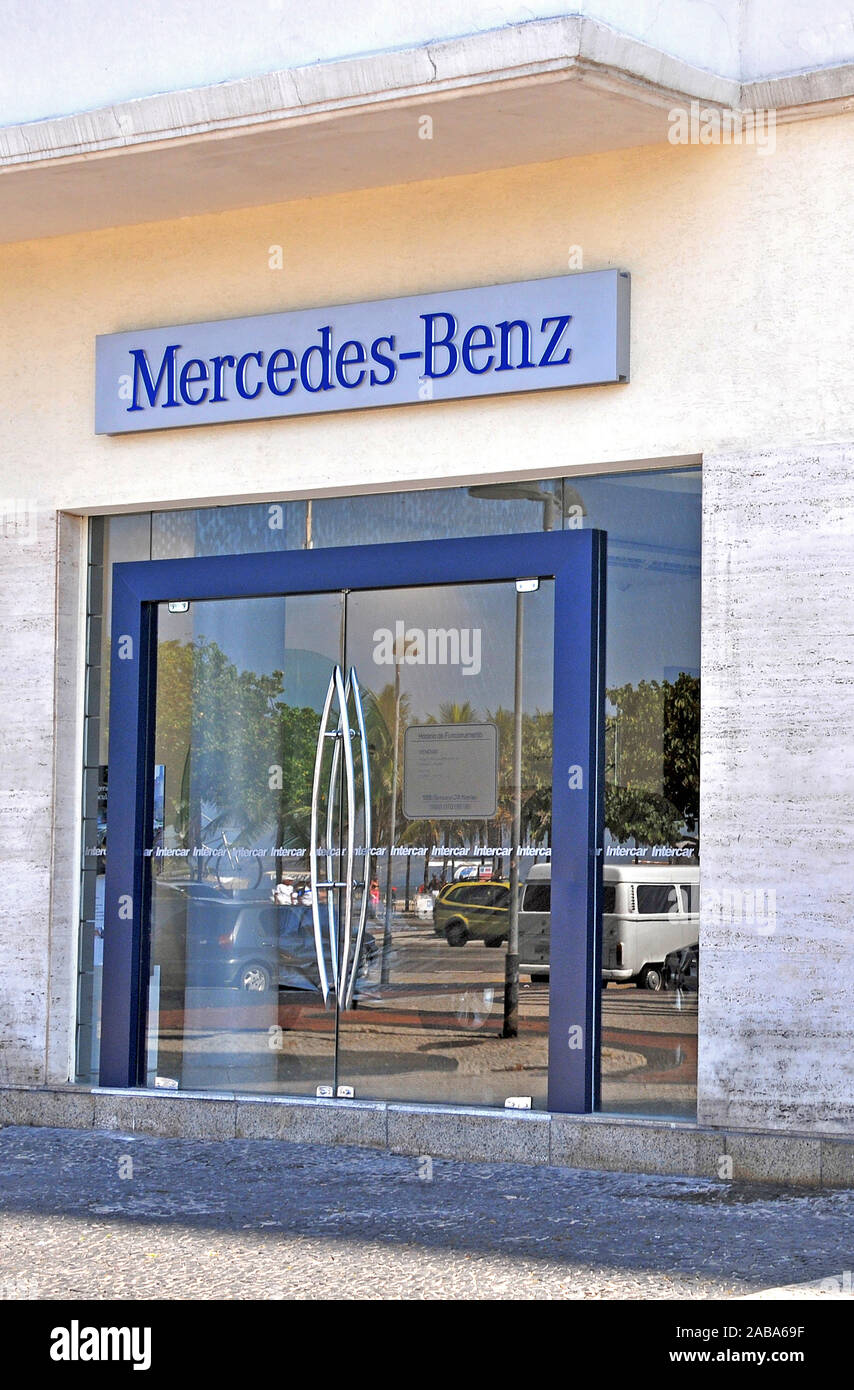 Mercedes Benz boutique on Atlantica avenue, Copacabana, Rio de Janeiro, Brazil Stock Photo