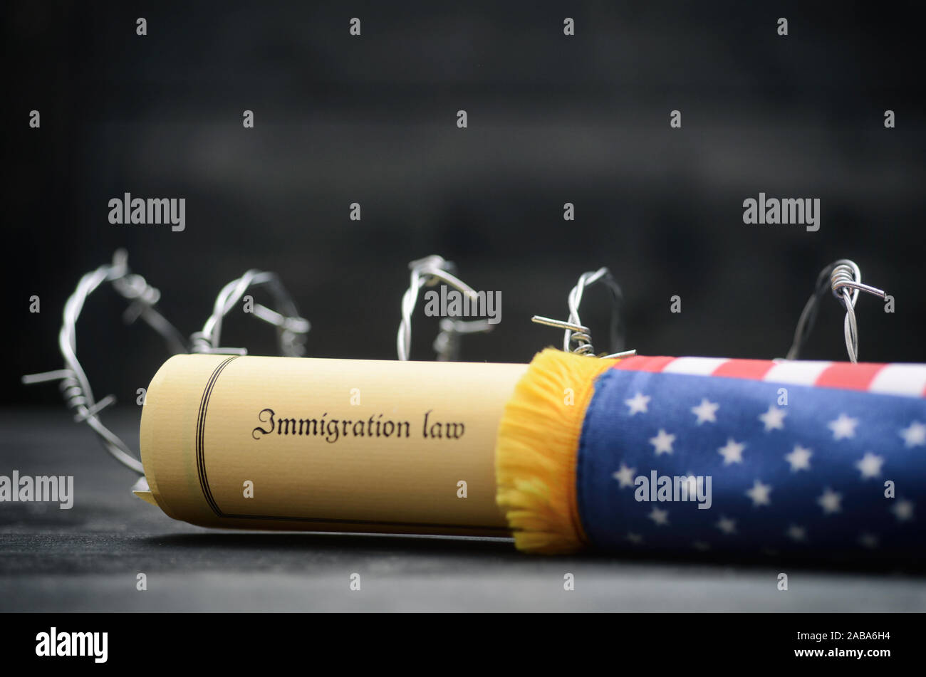 Barbed wire , Immigration Law and flag of United States Of America ...