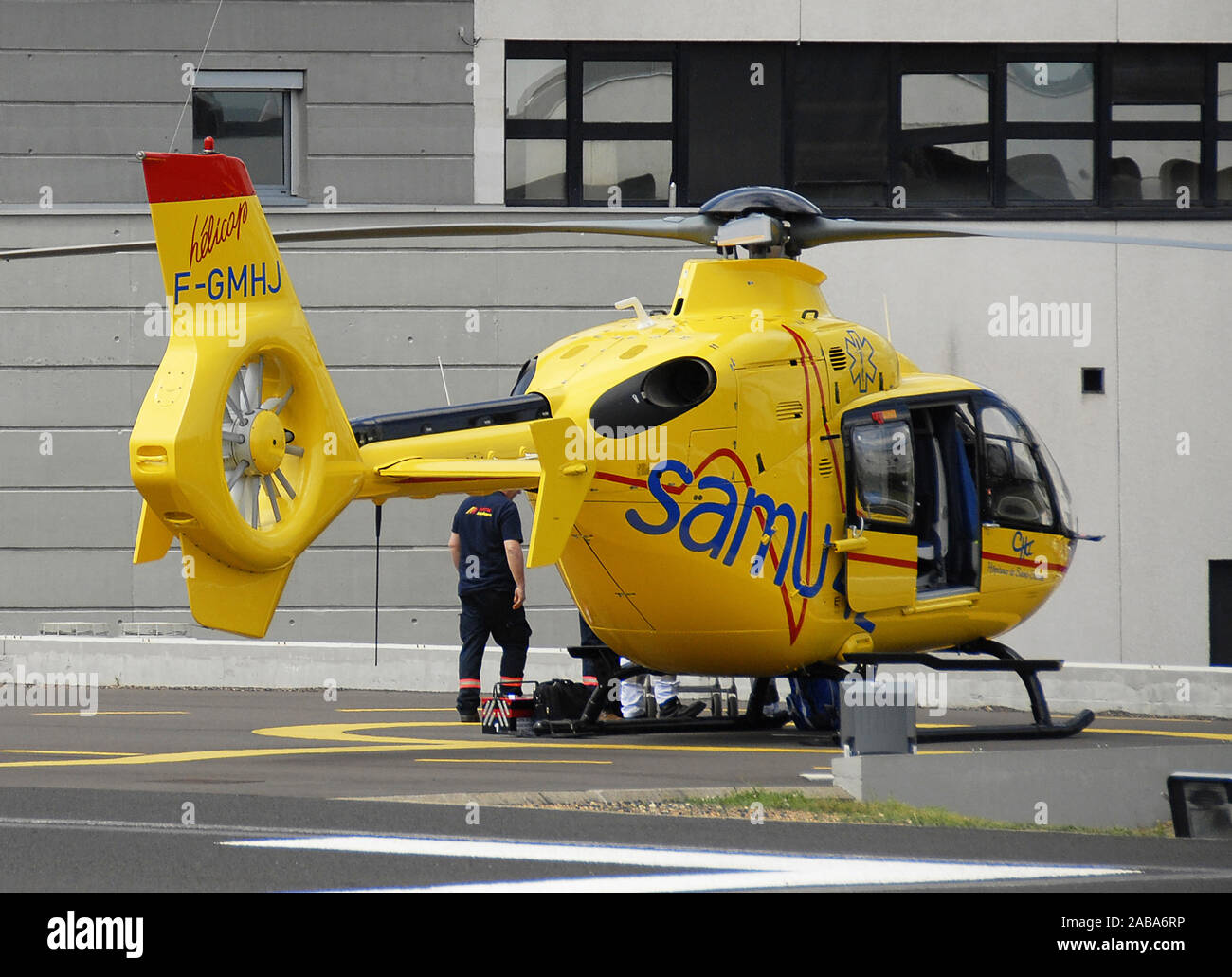 rescu,  helicopter of Samu ,Clermont-Ferrand, Auvergne , France Stock Photo